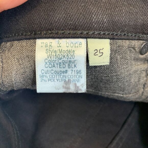 Rag & Bone Jeans Womens 25 Coated Black Stretch Denim Skinny Ankle Cotton Blend - Picture 9 of 11